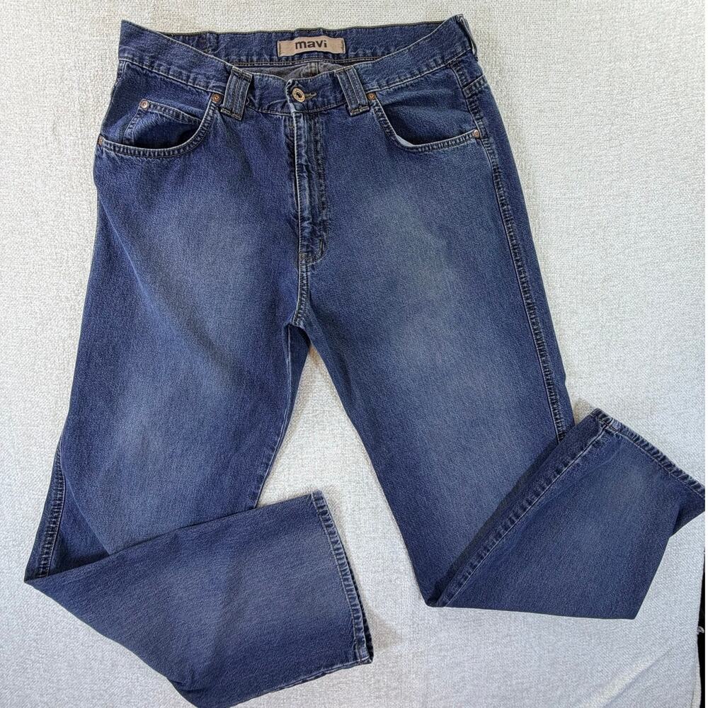Mavi Mens Blue 34x34 Wide Leg Full Zip Denim Jeans Casual Classic Fit Pants Wear